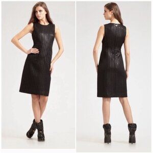 Tory Burch Fletcher Dress Black Metallic Houndstooth Shift Sleeveless Pockets 8